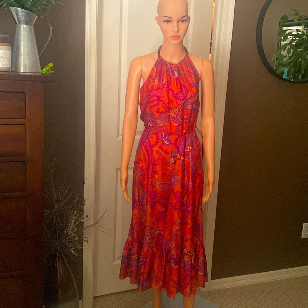 Vibrant Pink Paisley Maxi Dress